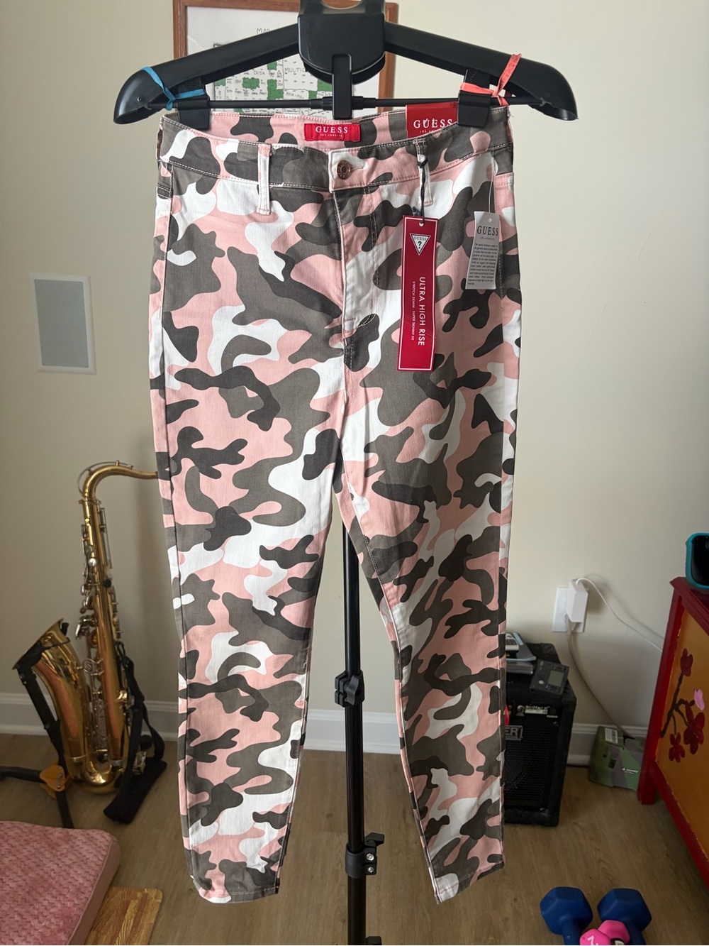 GUESS Justine Ultra High Rise Pink Camo Skinny Jeans Size 28 NWT 🌸